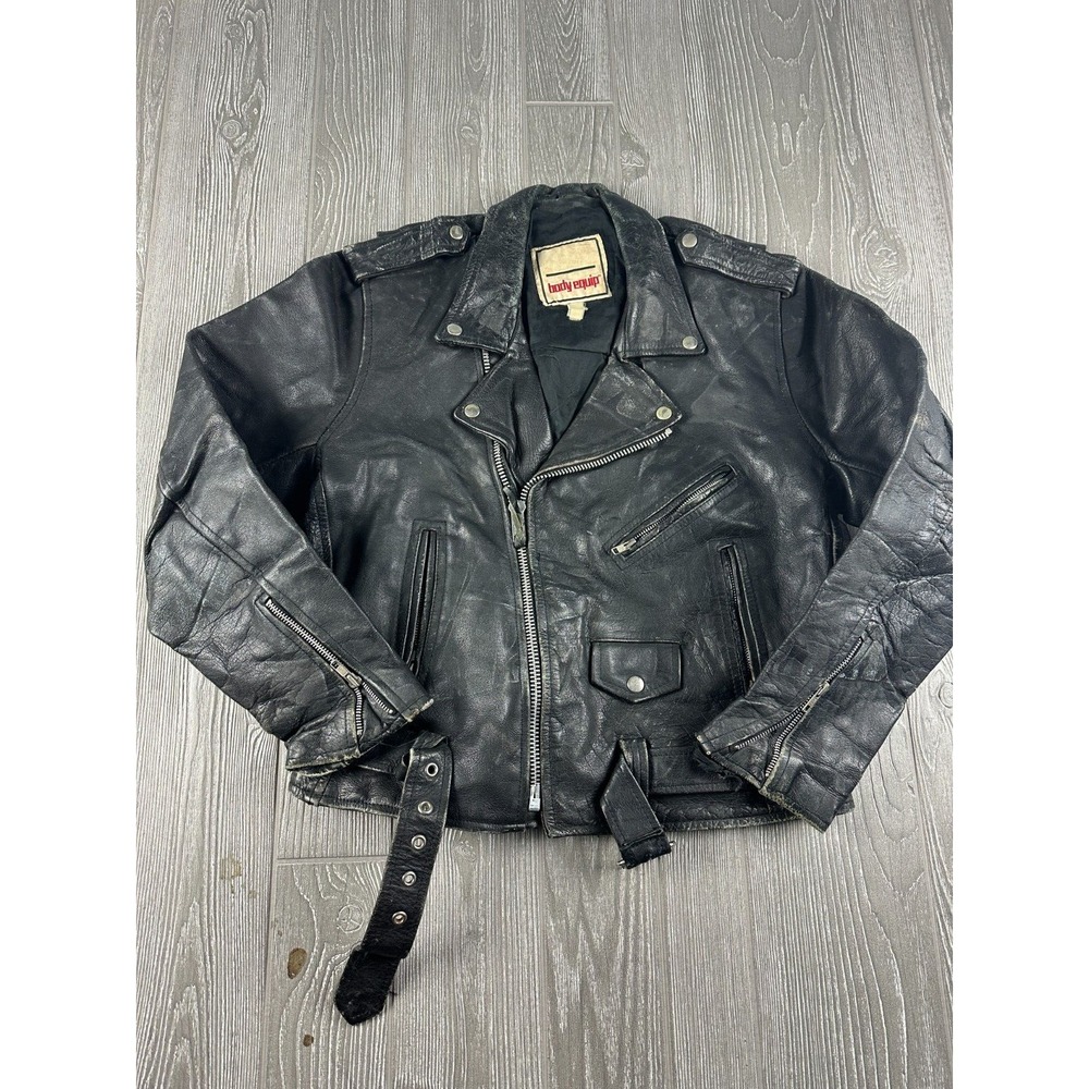 Vintage motorcycle leather jacket Body Equip Black Leather Jacket Unisex